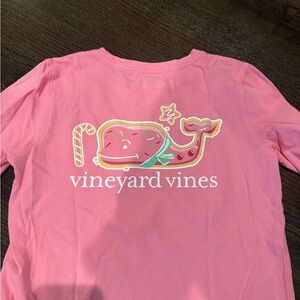 Vineyard Vines Kids Long Sleeve Tee in Pink Christmas Baking Theme Cookie